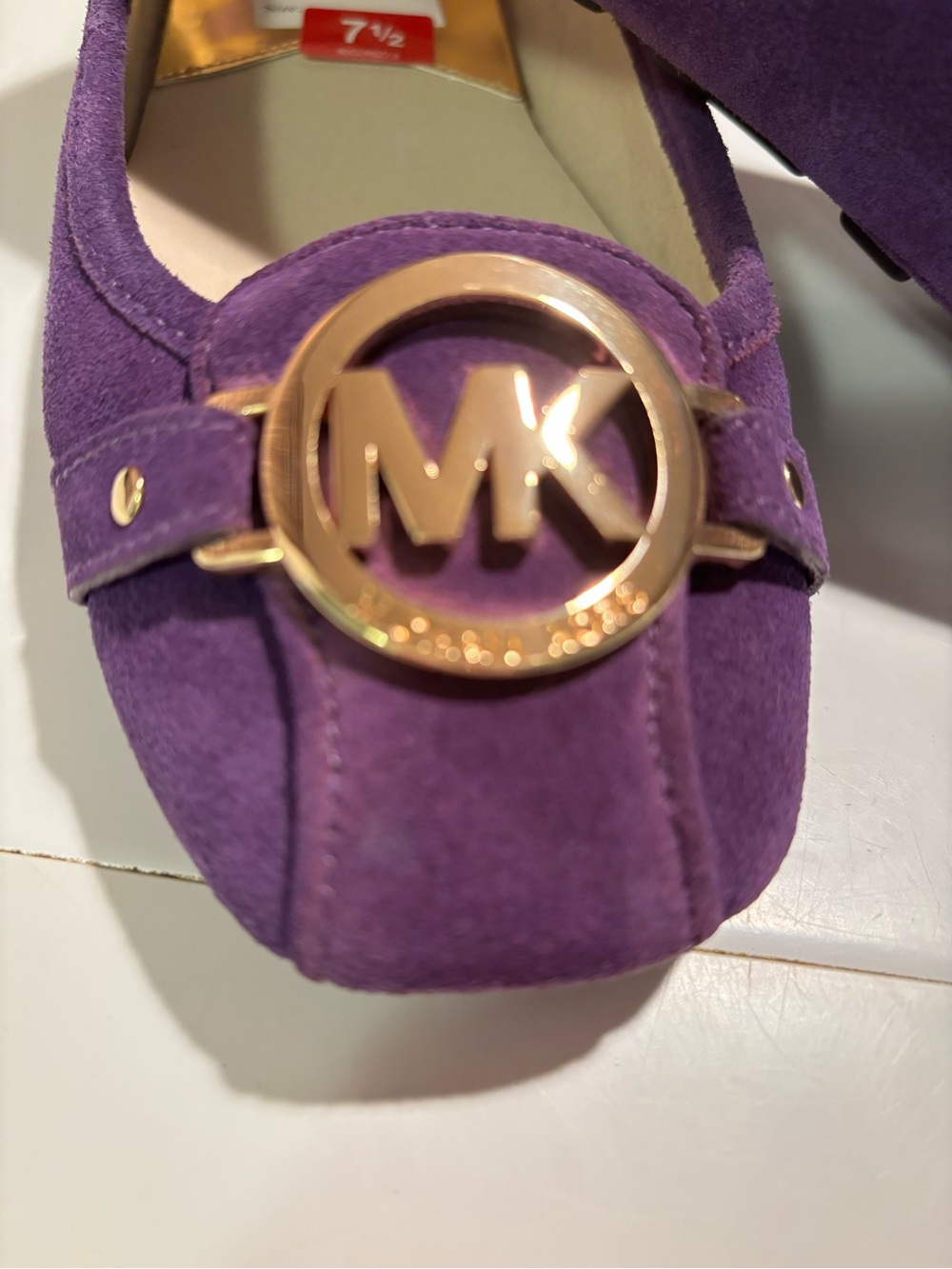 Michael Kors Purple Suede MK Logo Ballet Flats - Picture 4 of 7